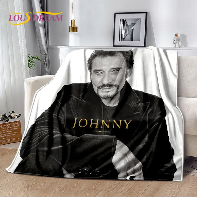 3D Printing Johnny Hallyday Rock Star Soft Flannel Blankets,Throw Blanket Comfortable Blanket for Picnic Beds Home Bedroom Cover