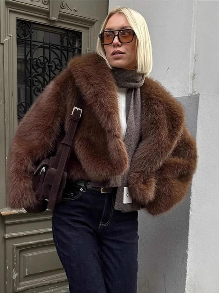 Zadorin luxo curto falso vison casaco de inverno marrom casaco de pele do falso mulher roupas soltas fofo jaqueta de pele do falso mulher casacos de pele topos