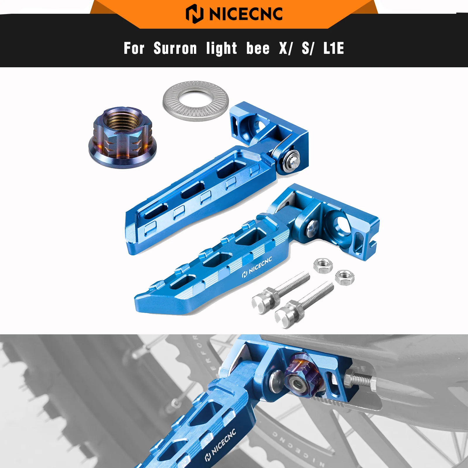 NICECNC Chain Tensioner Adjuster Blocks & Rear Axle Nut For Surron light bee X light bee S L1E Segway X160 Segway X260 Sur-ron