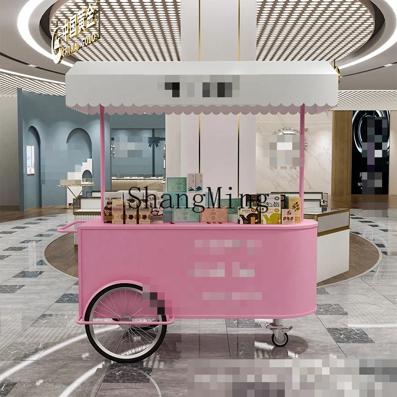 

FG stall trolley night market mobile stall multi-functional coffee milk tea cart hand push commercial street wrought iron float