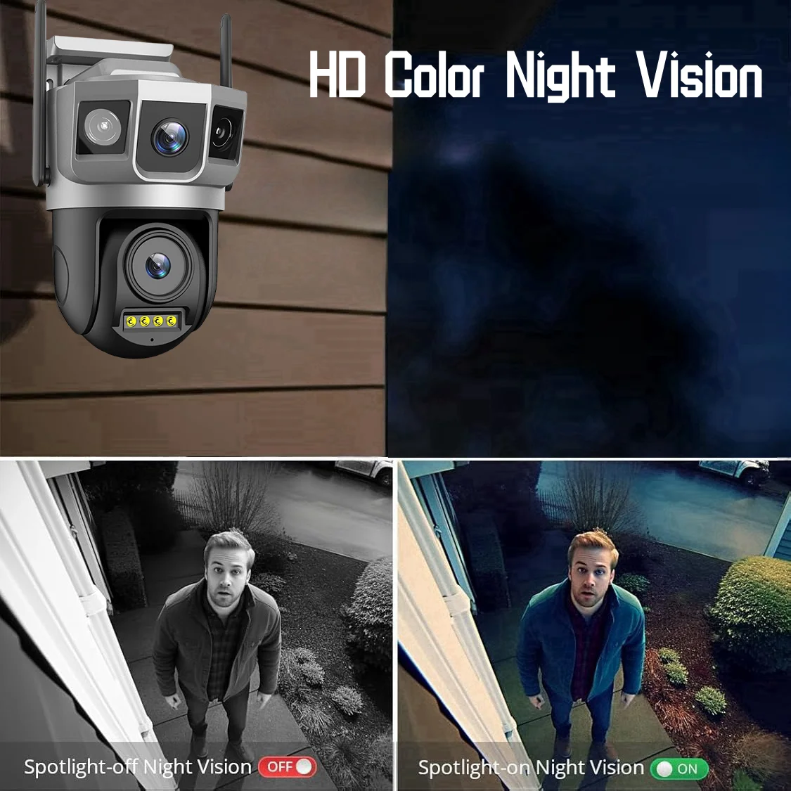 Home Security CCTV Monitor 6K 12MP IP Hemisphere Camera V380Pro Triple Screen WIFI/4G Full Color People Detection Camera IP image 6