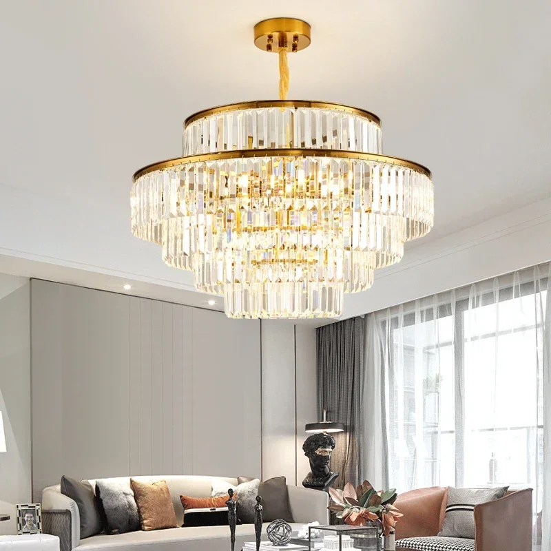 

Jmzm Modern LED Pendant Lamp Luxury Round Golden Crystal Chandelier For Living Room Dining Bedroom Hotel Ceiling Hanging Lamp