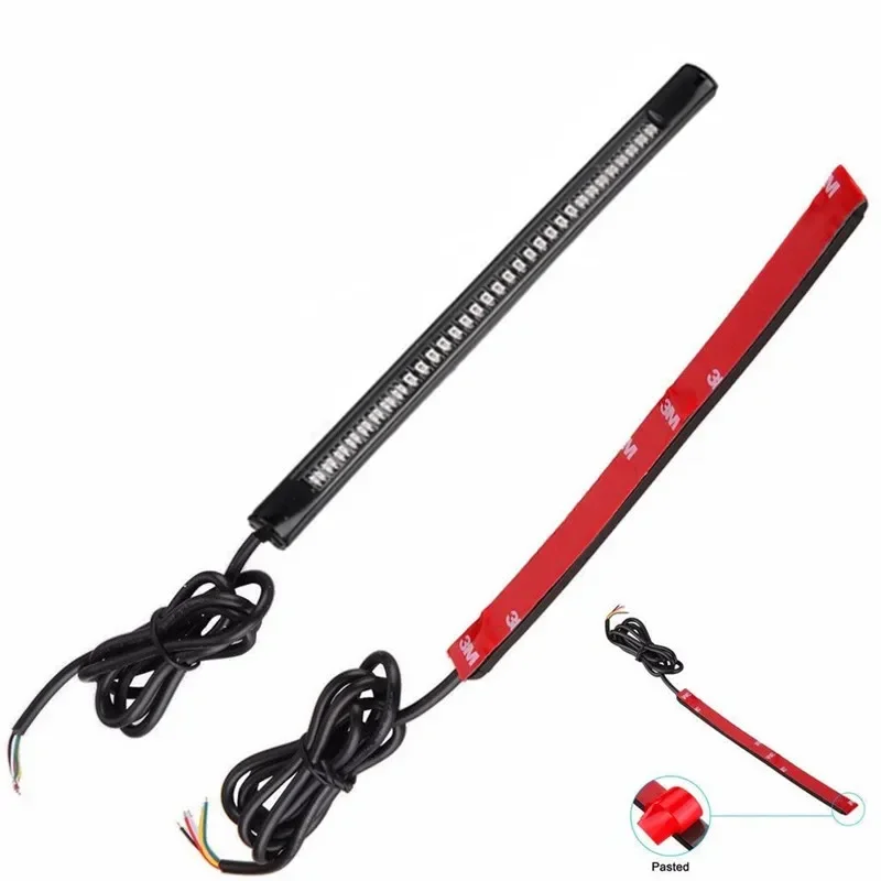 Motorcycle Flexible 48 LED Brake Turn Signal Indicator Bi-Color Tail Light Bar for Universal Rear Lamp
