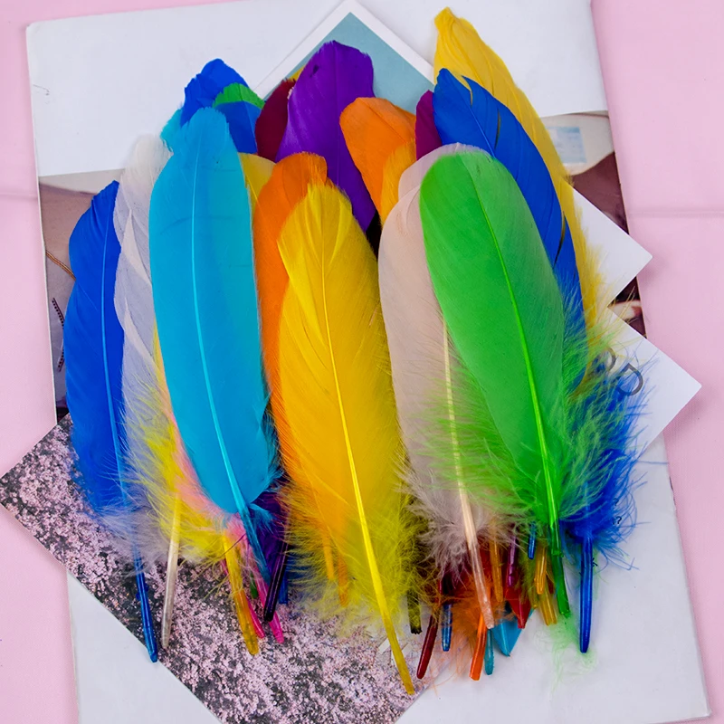 20/100pcs Mixed Color Dyed Natural Goose Feathers Fluffy Plumes for DIY Jewelry Craft Wedding Dress Party Decor Accessories