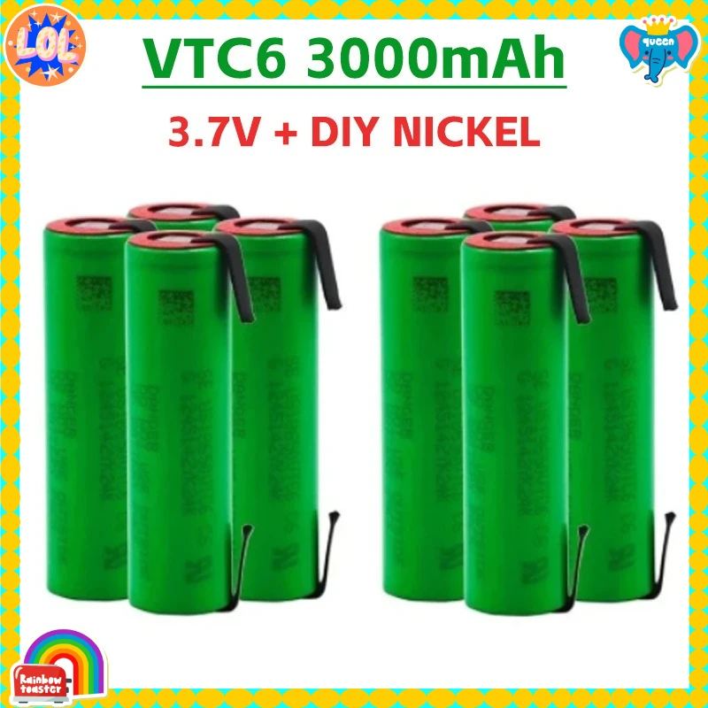 

VTC6 3000mAh 18650 Flashlight, Electronic Cigarette Lithium-ion Rechargeable Battery + DIY Nickel Sheet