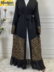 Skromna Abaya Ramadan Dubai Robe Femme Musulmane Turcja Kaftan Islamska odzież muzułmańska dla kobiet Kimono Caftan Marocain Kardigan