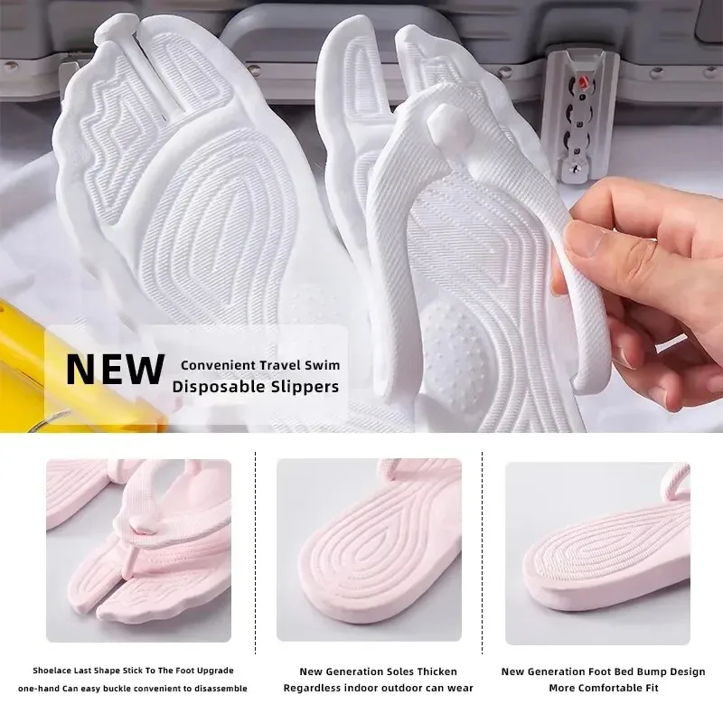 1pair Travel Folding Slippers, Portable Anti-Slip for Hotel & Bath, 1 Pair Pack, Lightweight Flip Flops for Business Trip image 6