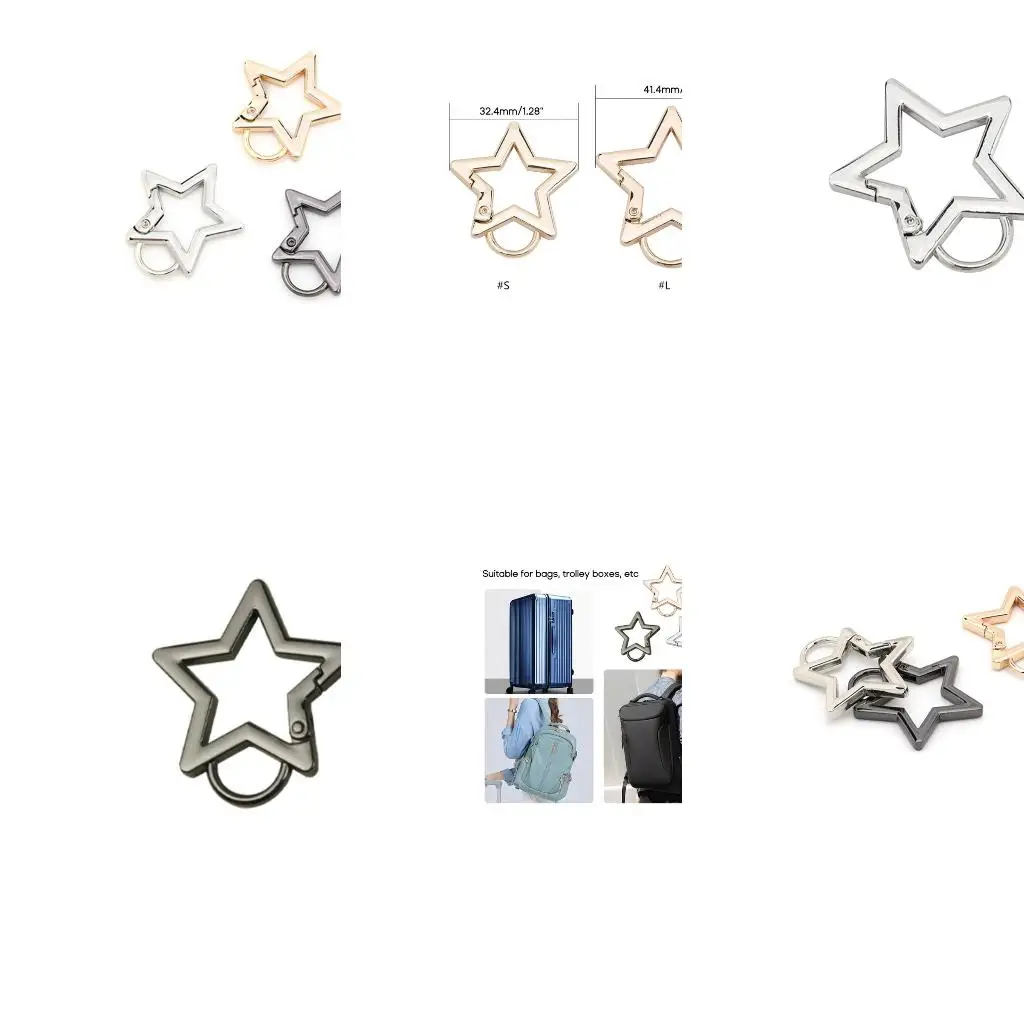  Metal O-Ring Spring Clasps Openable Star Shaped Carabiner Keychain Bag Clip