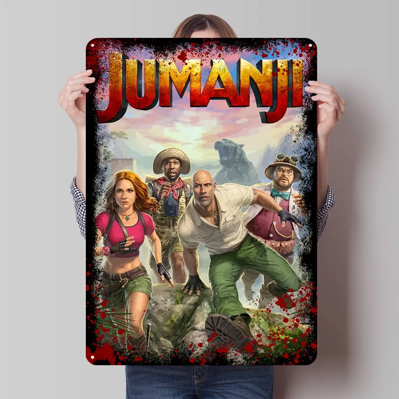 Jumanji ملصق لعبة صفيح تسجيل ديكور لتزيين الغرفة علامات معدنية مخصصة لتزيين غرفة الألعاب جدارية فنية قديمة #1
