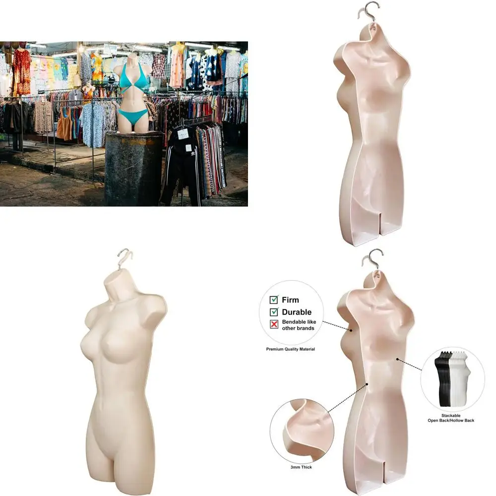 

Stackable Female Mannequin, Hollow Back, S-M Size, Dress Form for T-Shirt Display and Design