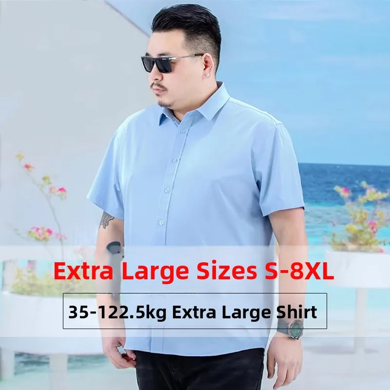 

Summer Slim Fit Men's Short Sleeve Shirt Casual Thin Business Casual Pure Color plus Size Black Blue Autumn Shirt for Men