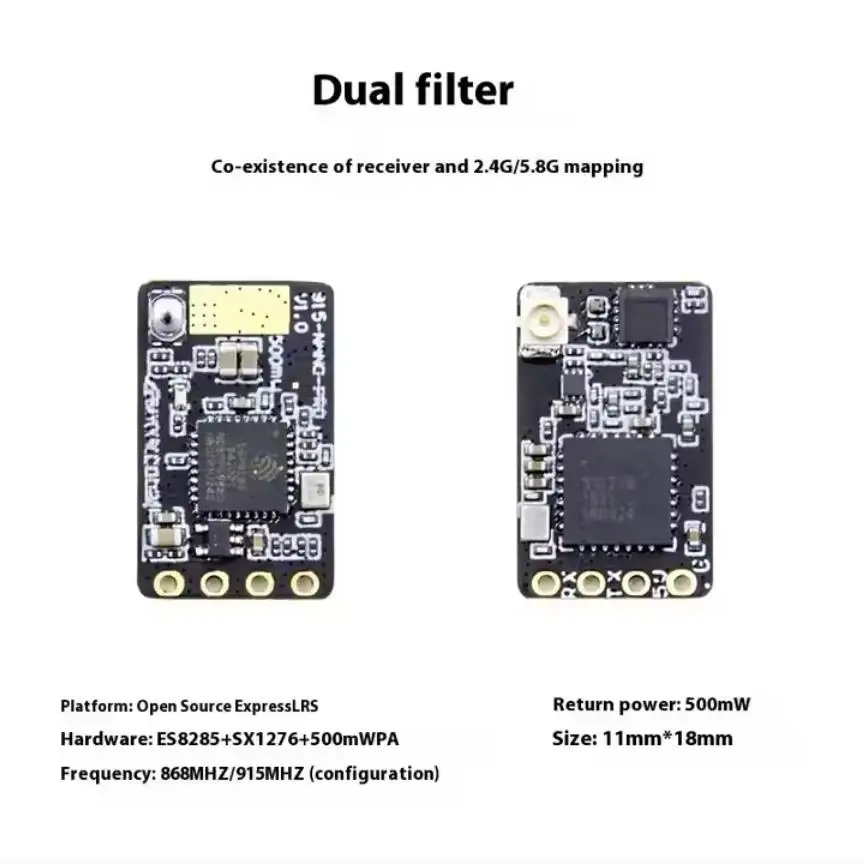 

ELRS Dual Band Mini Receiver 900MHz 915MHz 2.4GHz ExpressLRS RX Receiver TX Transmitter for RC FPV Long Range Drone Fixed Wing