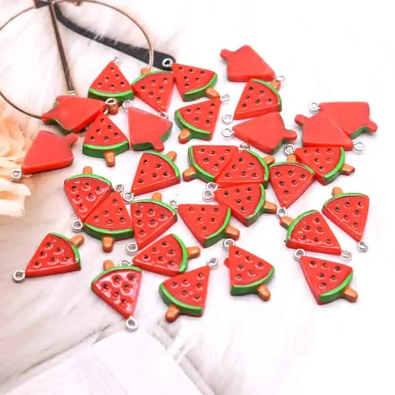 10pcs 17*27mm Mini Watermelon Resin Charms For DIY Decoration Earrings Necklace Jewelry Accessories