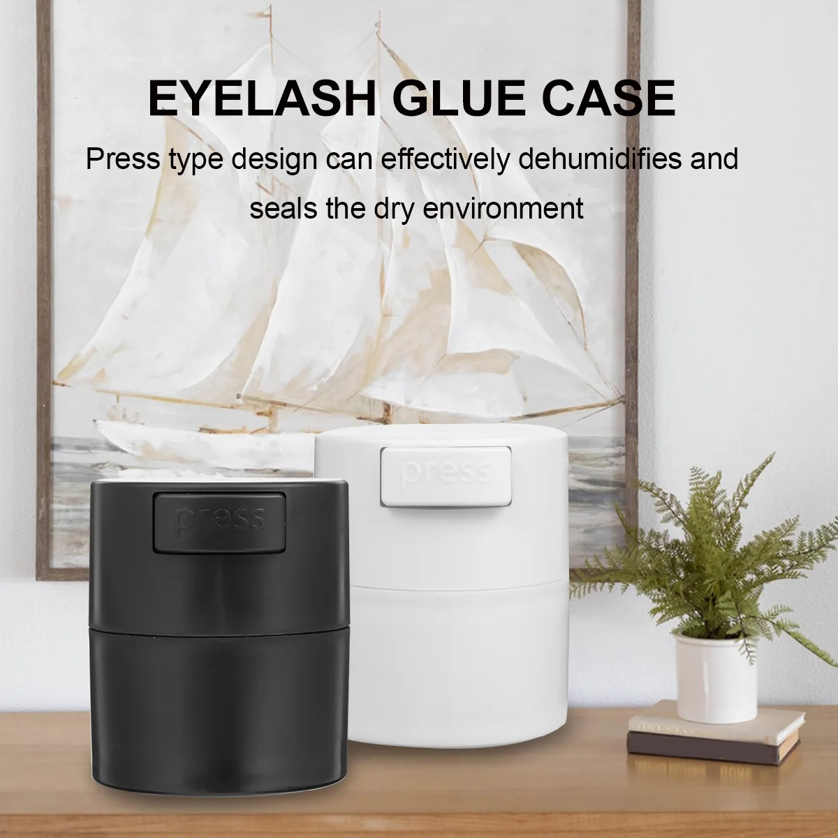 2pcs Glue Storage Tank Sealed Dehumidified Portable Large Capacity Eyelash Glue Case Container For Eyelash Extension Supplies