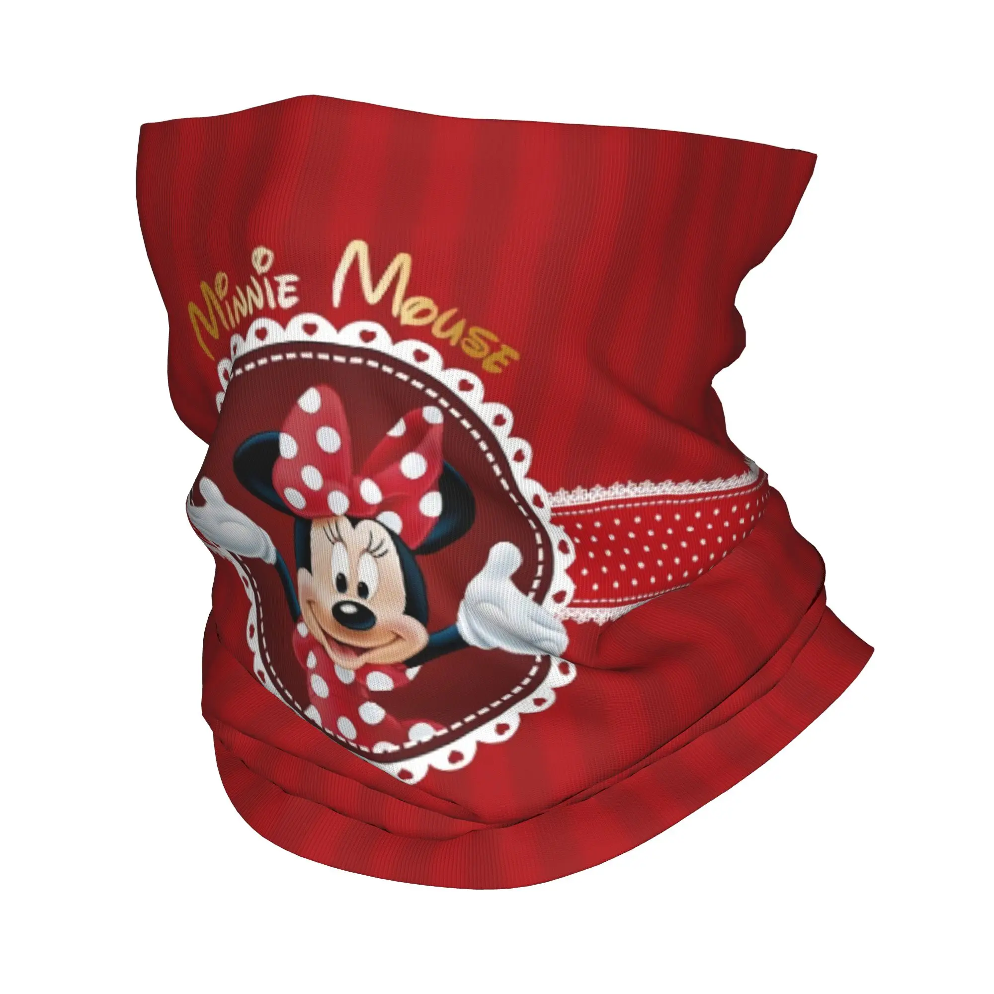 

Custom Minnie Mouse Polkadot Anime Bandana Neck Warmer Women Men Winter Ski Hiking Scarf Gaiter Face Cover