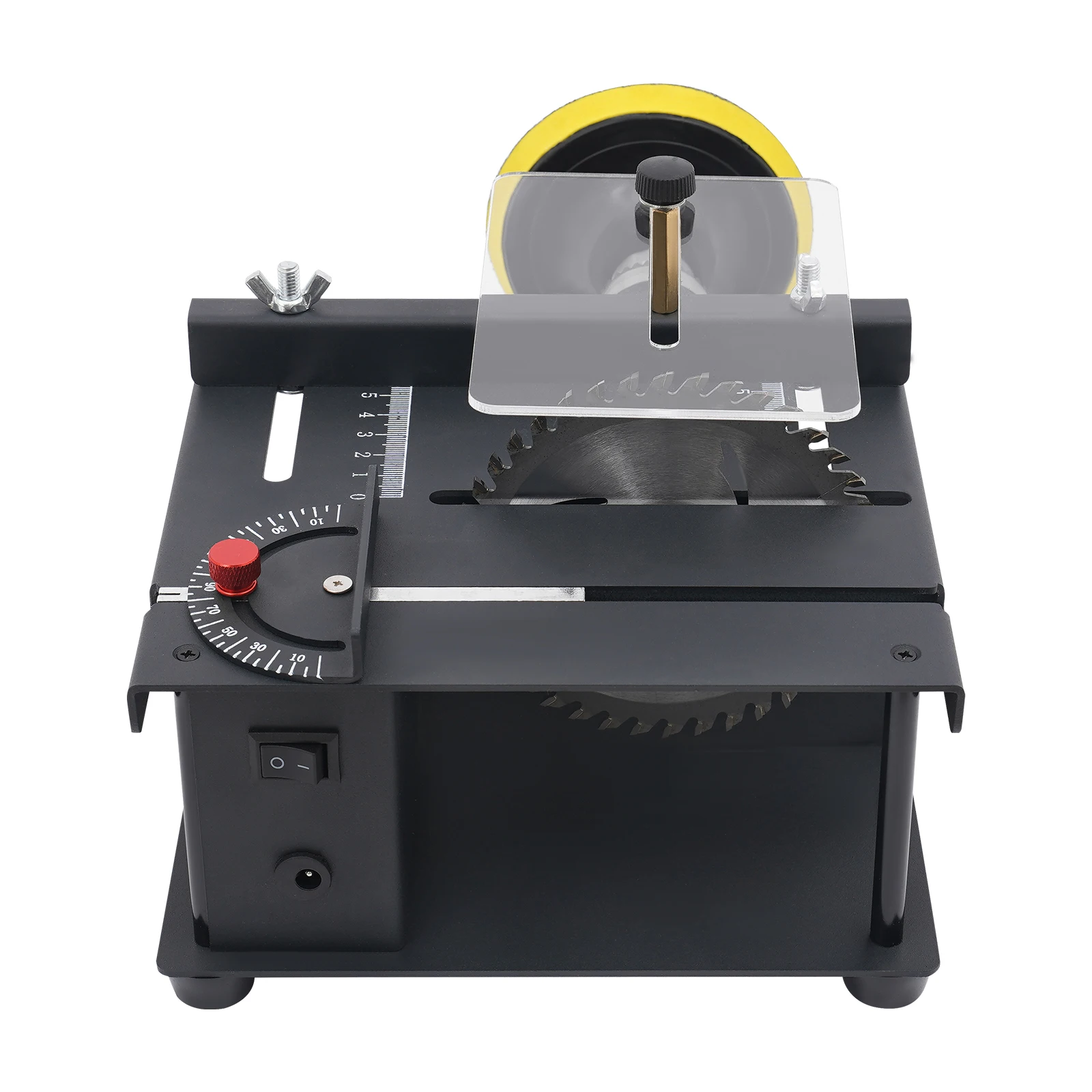 200W Mini Table Saw with Angle Guide & Polishing Disc, 0-90° Cutting, 1.38