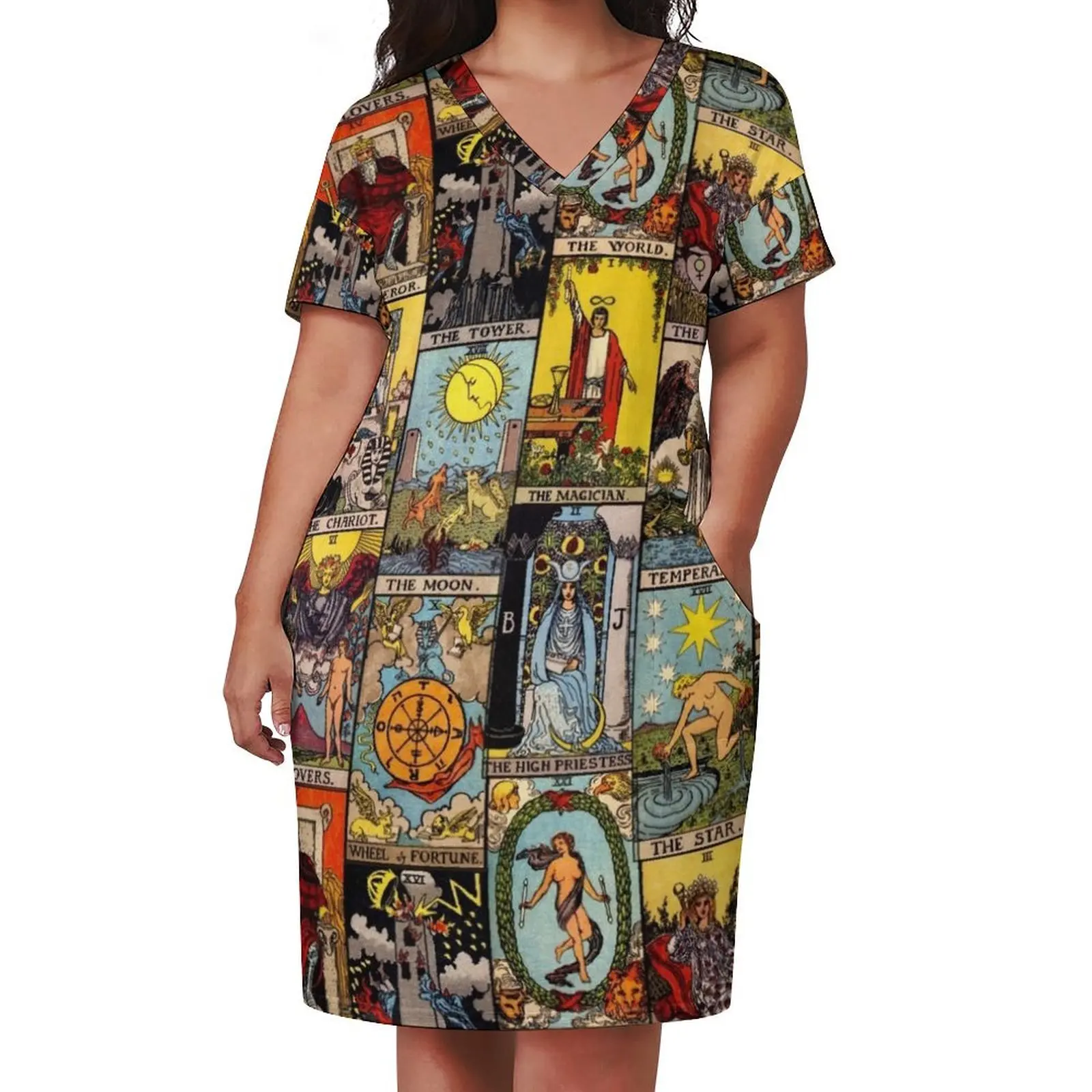 The Major Arcana of Tarot Loose Pocket Dress long dress women summer Dress for girls