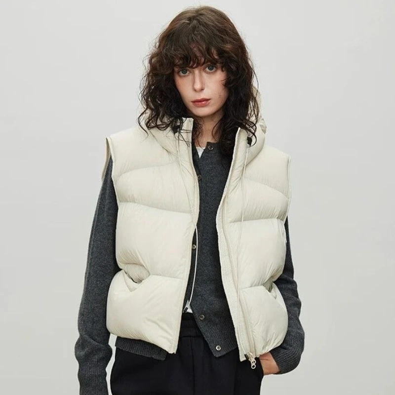 

Women Fashion Hooded Vests Jacket Sleeveless Vest Autumn Thermal Soft Vests Casual Coats Cotton Vest Thicken