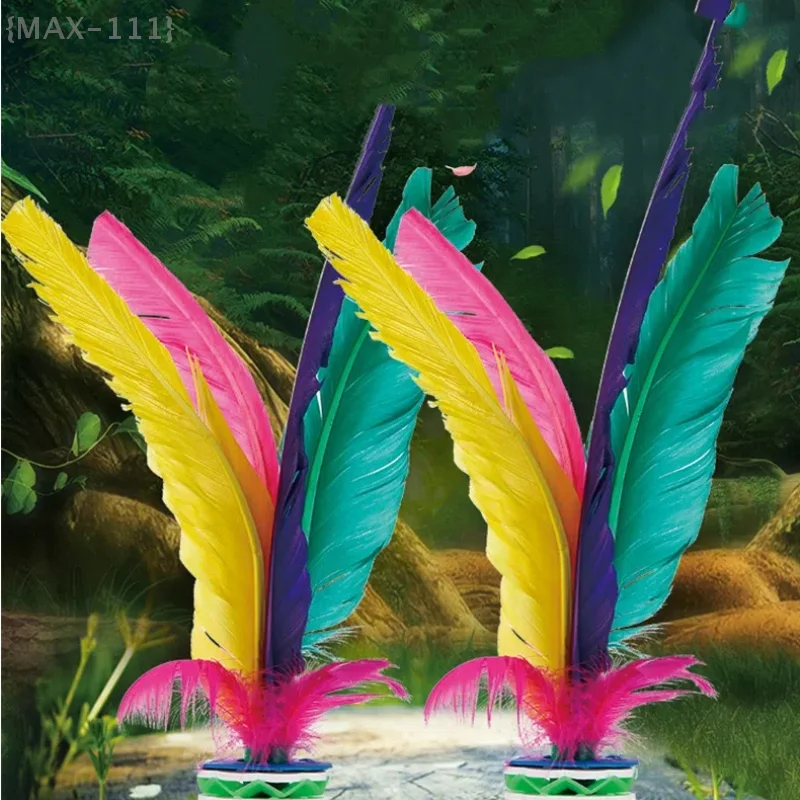 2 Pcs Professional Feather Shuttlecock Durable Chicken Feather Jianzi With Rubber Base Adult Fitness & Kindergarten Kick Sport
