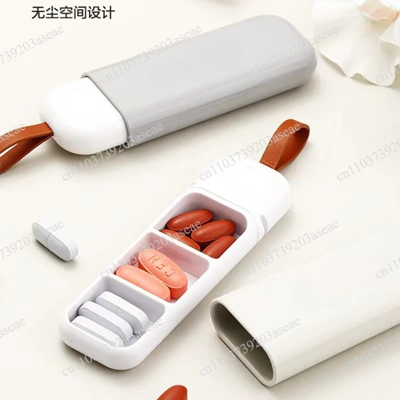 Portable mini medicine box, travel with three-point sealed moisture-proof medicine sub-packaging storage box
