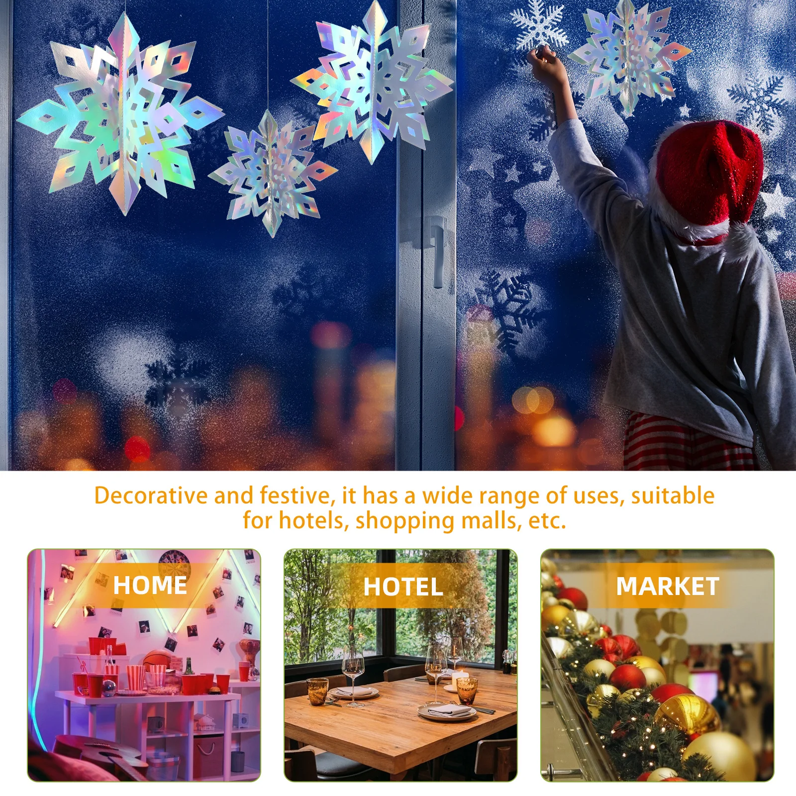 

12Pcs Christmas Snowflake Hanging Decorations Paper Ornaments Xmas Tree Snowflake Pendants Christmas Party Decoration