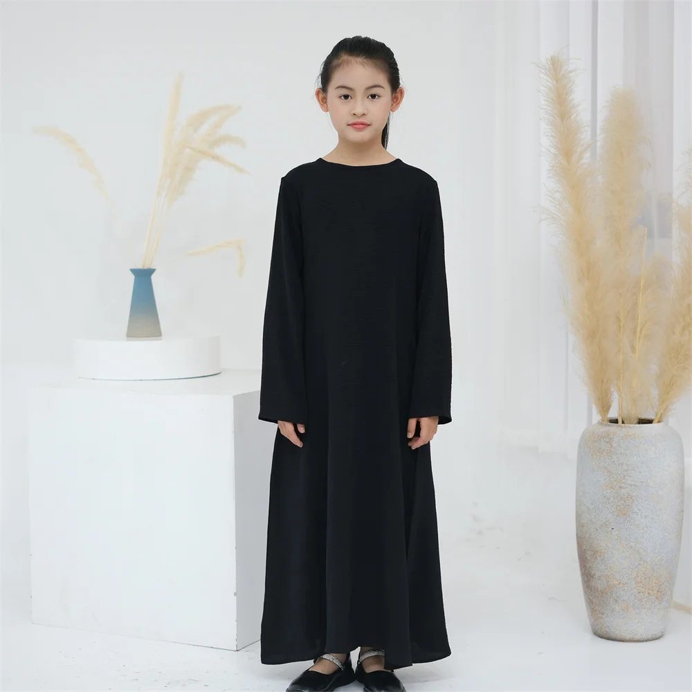 

2024 New Girls Dubai Palestine Islam Turkey Muslim Modest Cardigan Eid Arab Child Open Abaya Dress Islam Kids Summer Clothing