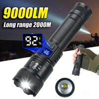 9900LM Powerful LED Flashlight Battery Display USB Rechargeable Light Telescopic Zoom Torch Lamp Outdoor Camping Fishing Lantern