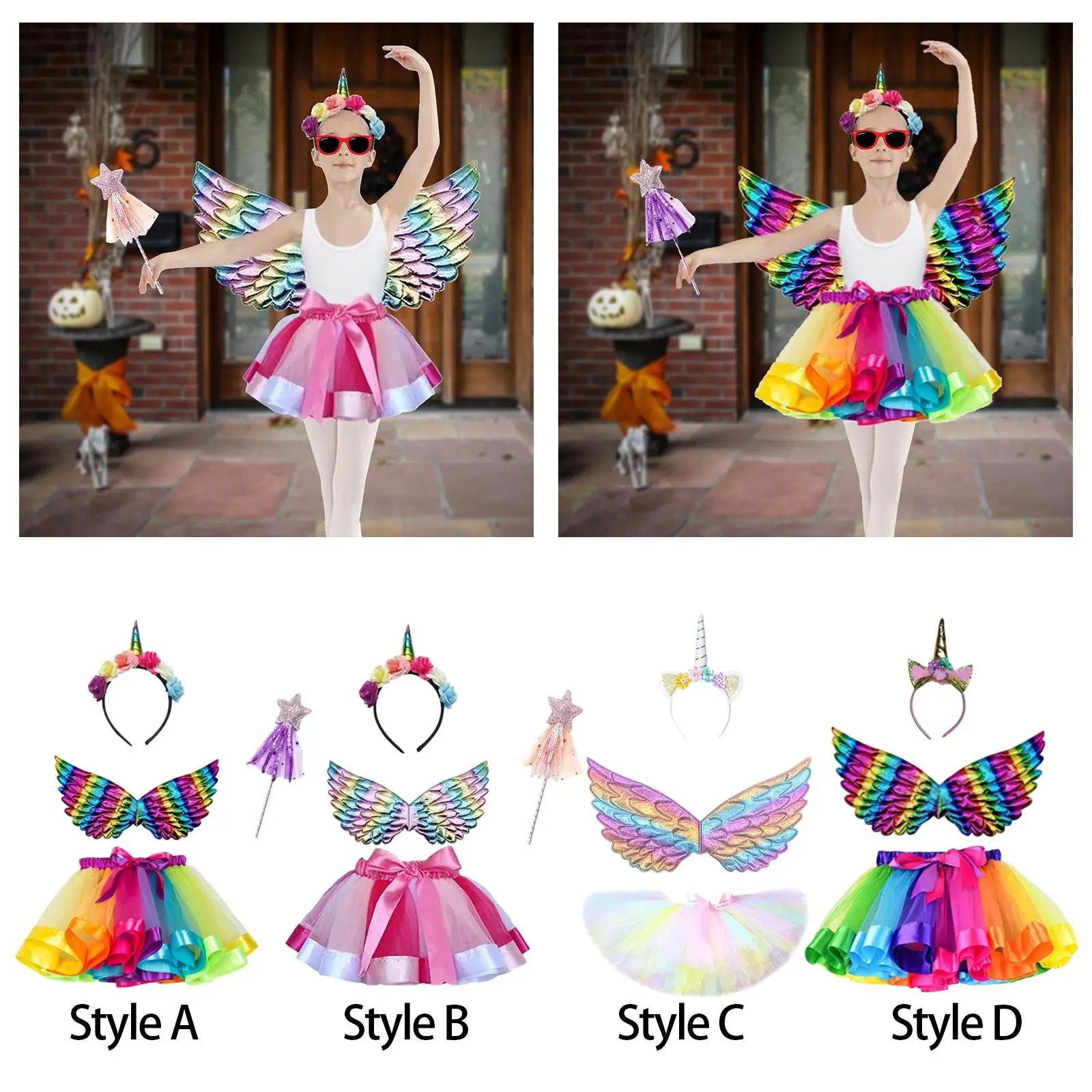 Kinder-Einhorn-Kostüme für Mädchen, Halloween, Cosplay, Spielzeug mit Flügel