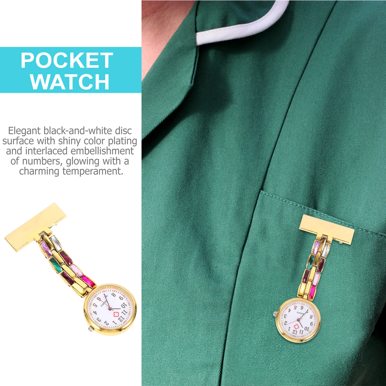 Rhinestone Nurse Hanging Watch Alloy Pocket Women'S Badge Chest Fob Student Universal Durable Practical View Easy Wear