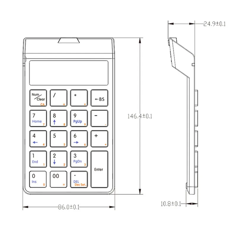 Bluetooth Wireless Keyboard and Calculator, 2 in 1 Calculator, Keypad, USB Charging, accounting, Display