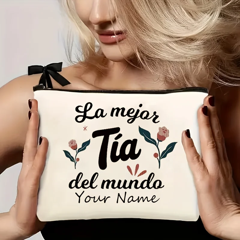 Personalized Lamejor Tia Del Mo Pattern with Zipper Closure Lightweight Versatile Storage Mother Day Gift Present for Women