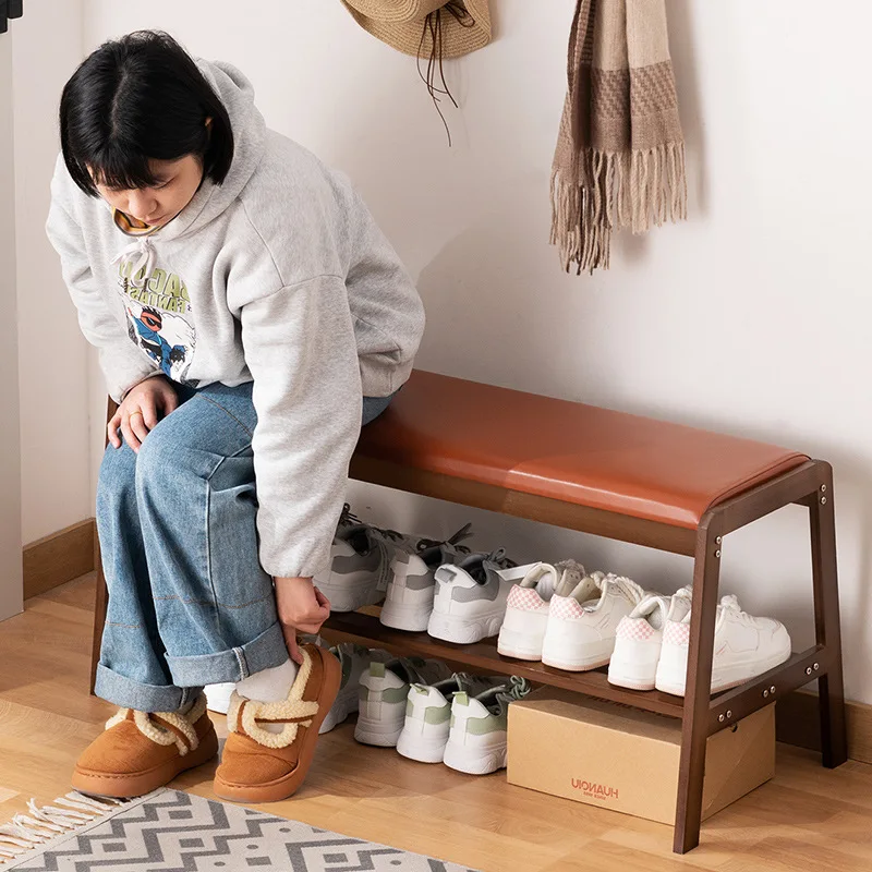 Home entrance entrance shoe change stool sofa hair stool seated wearing shoe stool integrated shoe cabinet advanced