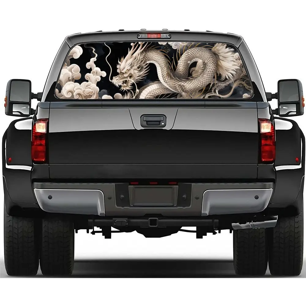 

Dragon Traces in The Clouds and Seas Car Accessories Rear Windshield Sticker, Truck Window See Through Perforated Window Car Vin