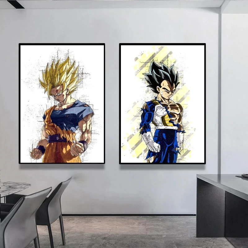 

Japanese Anime Dragon Ball Goku Vegeta Canvas Painting Cartoon Characters Pictures Wall Art Poster Home Wall Decoration