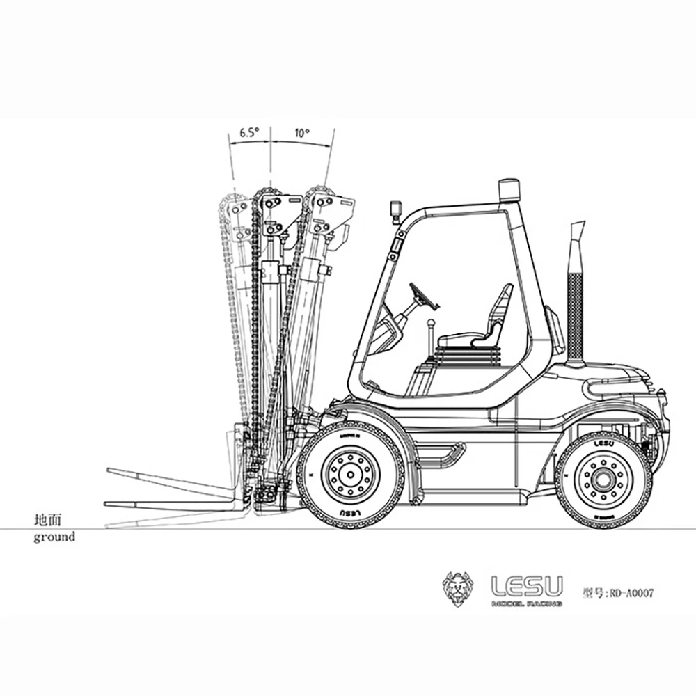 

1/14 Toys Metal LESU RC Hydraulic Forklift Remoted Fork Lift Truck Transfer Cars Light Sound Finished Model 2CH Valve Model