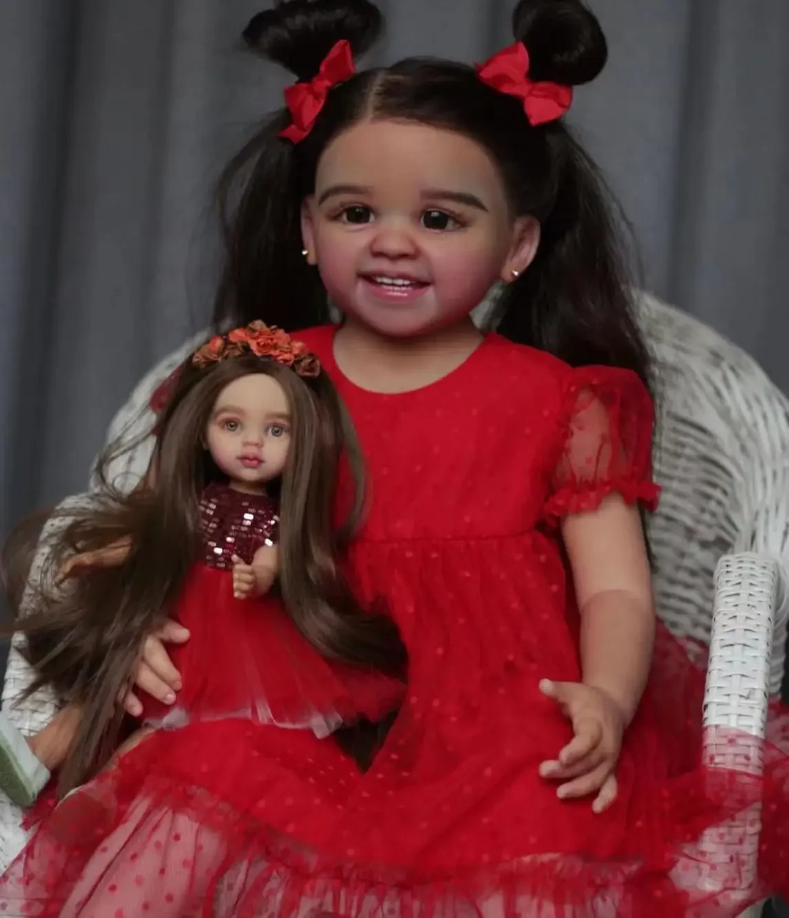 DLS カスタム限定供給 29インチ リボーンドール シャンティ 長い同じ髪型の完成品ドール 異なるドレス