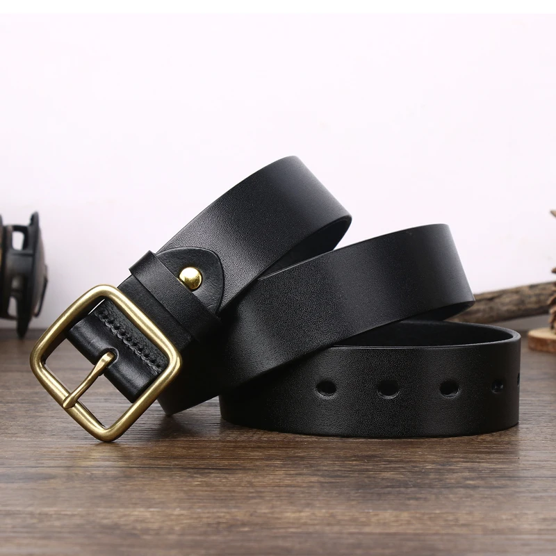 3.8cm Red Genuine Leather Belts For Mens Designer High Quality Cowboy Natural Dress Luxury Belt Lumbar Mans Studded Belt