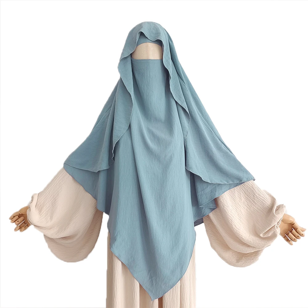 Capa Khimar de Jazz con correas Niqab para mujer, bufanda de Ramadán Eid para mujer, pañuelo para la cabeza de crepé, Hijab Kopftuch, Hijabs musulmanes islámicos, venta al por mayor