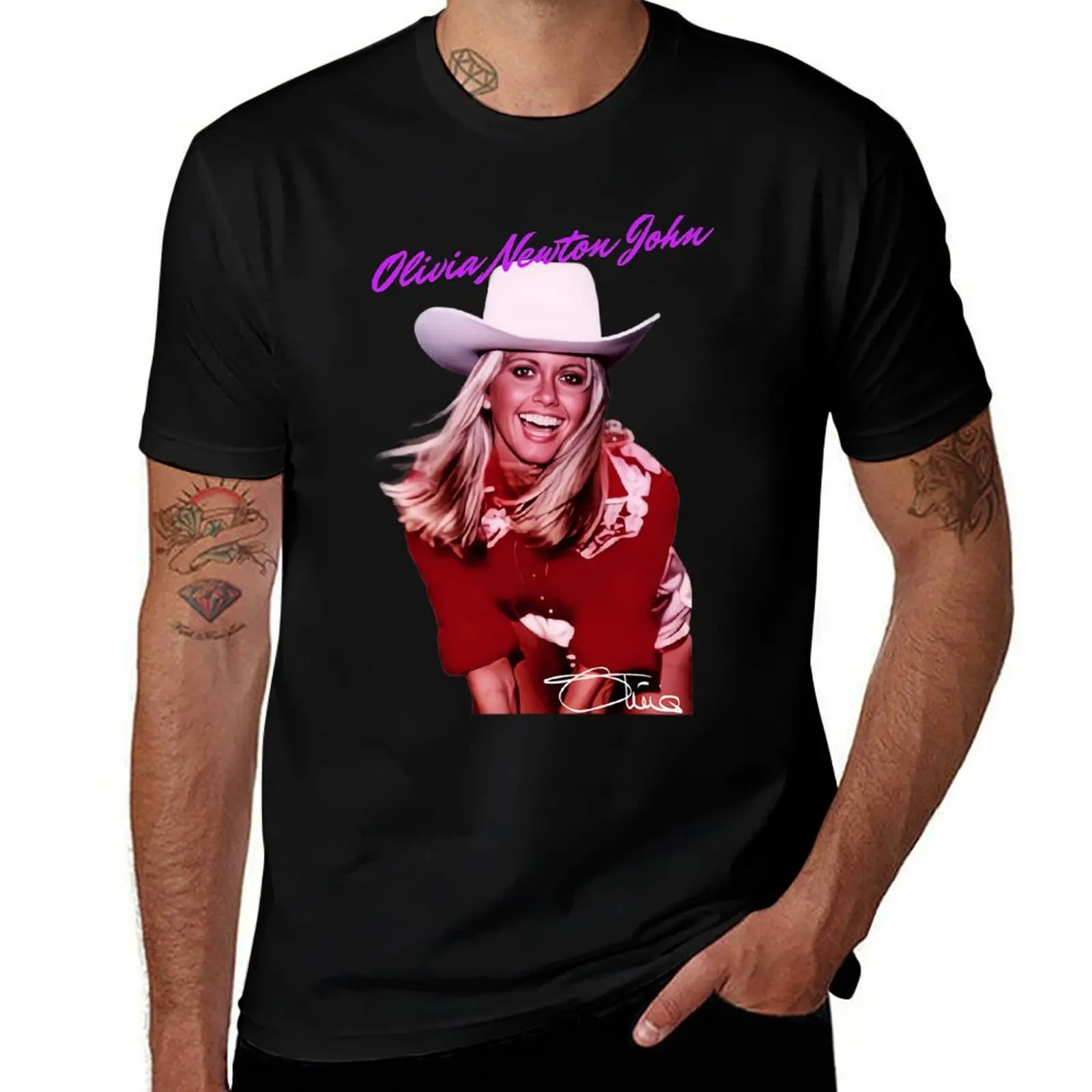 

Olivia newton john vintage 80s T-Shirt man t shirt luxury men t shirt cotton 100% T-Shirt