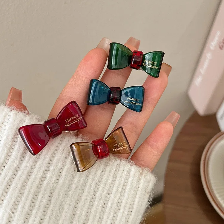 Delicate Bow Hairpin Hair Accessories 2024 Summer Korean y2k Girls Sweet Cute Colored Mini Hair Clip Women Headdress Wholesale