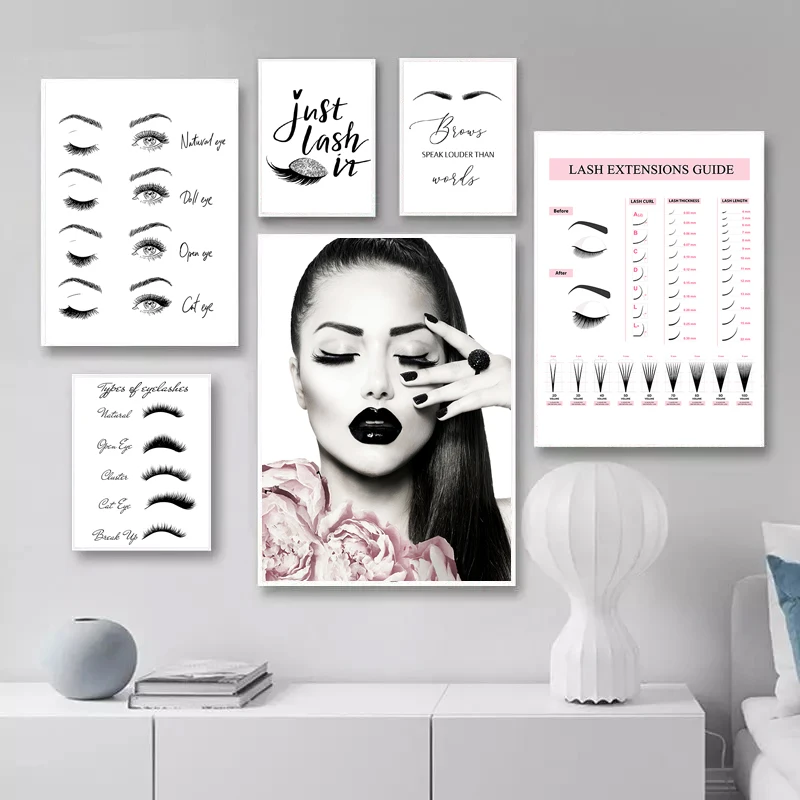 Beauty Salon Eyelash Extension Lash Guide Posters Prints Canvas Wall Art Brow Artist Designer Technician Girl Bedroom Hoom Decor