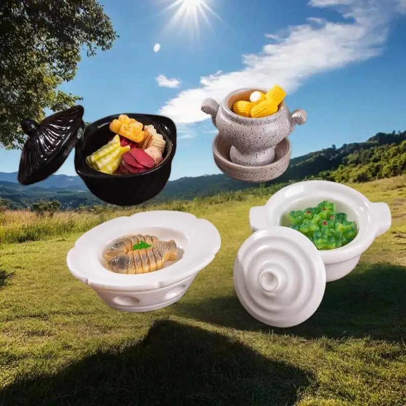 ของตกแต่งบ้านตุ๊กตา 1 ชิ้น อุปกรณ์ DIY จานดินเผาจิ๋ว อาหารจำลอง ของตกแต่งครัวจิ๋วสำหรับบ้านตุ๊กตา