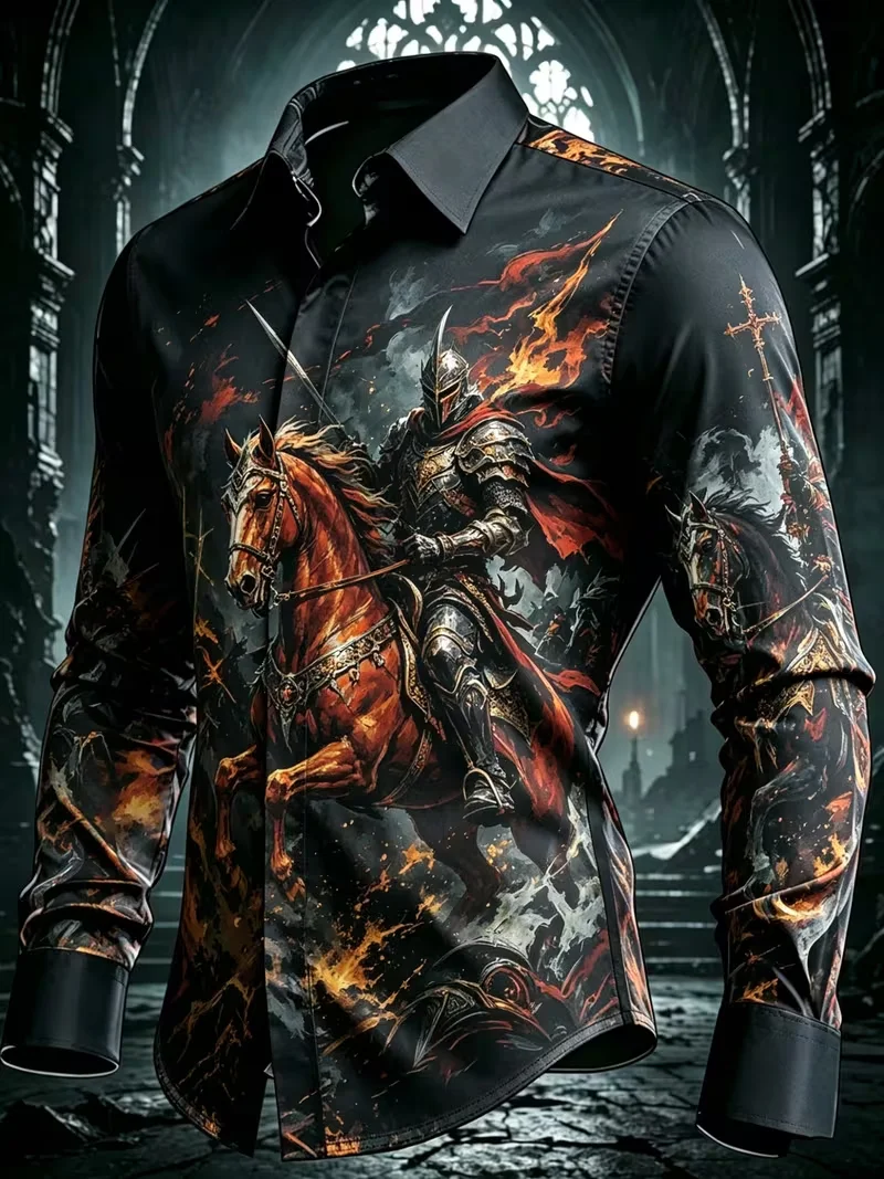 New Black Red Rose Skull White Flower Gothic Long Sleeve Shirt Dark Romantic Men's Personalized Shirt