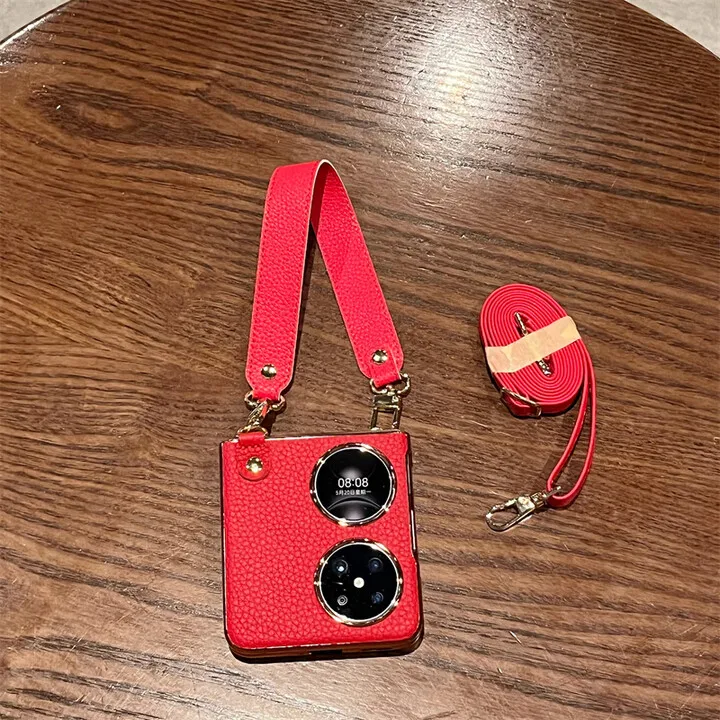 

For Huawei Pocket 2 Phone Case P50 Pocket Crossbody Carrying Chain Leather Treasure Box Pocket S Folding Protective Cover