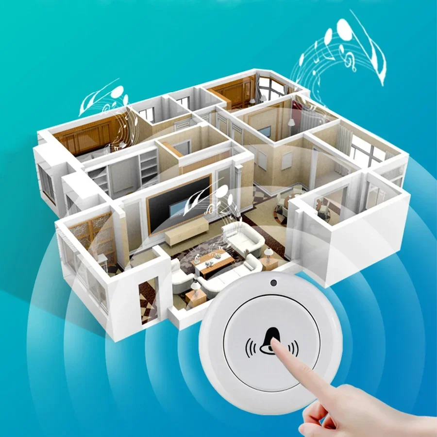 กริ่งประตูไร้สาย DC 5V ตัวรับรีโมทคอนโทรล RF433MHz ยาว150เมตรตัวรับสัญญาณกริ่งประตูอัจฉริยะแบบปุ่มเดียว