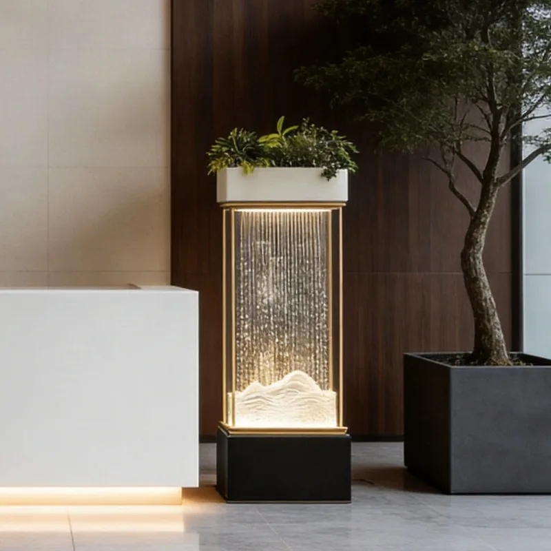 Modern High-end Flowing Ornaments Circulating Water Curtains Green Plants Landscaping Humidification
