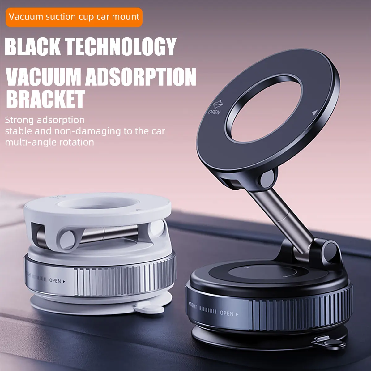 

KEVANLY Car Dashboard Phone Bracket Universal Auto Cellphone Stand 360° Rotatable & Foldable Design with Vacuum Suction Cup