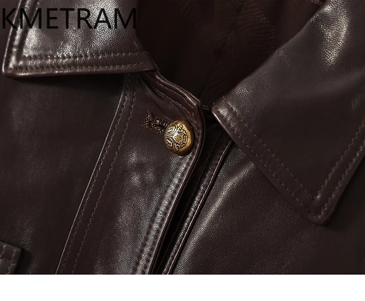 100 % Top Schicht Schaffell Jacke Frau Vintage Braun Echt Leder Jacken Kurze Outer Herbst Kleidung 2025 Frauen veste femme