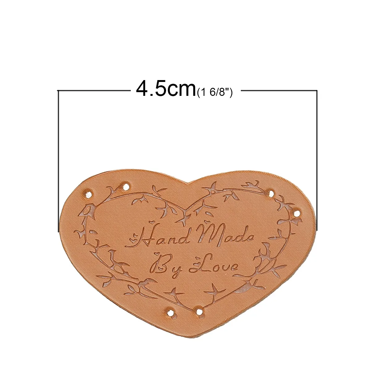 20 قطعة بولي Leather الجلود التسمية القلب بني فاتح فرع رسالة "يدوية الصنع بواسطة الحب" نمط للملابس القبعات حقيبة الأحذية DIY بها بنفسك الخياطة ديكور
