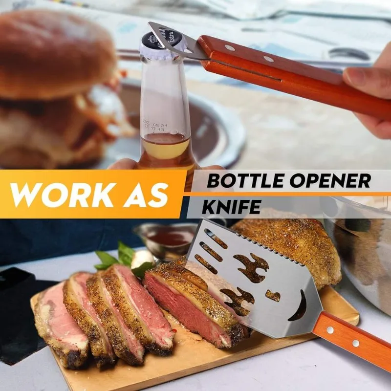 7 in 1 Multifunctional Grill Tool Stainless Steel Kitchen Spatula Grill Food Meat Sausage Clip Kitchen Gadgets BBQ Accessories